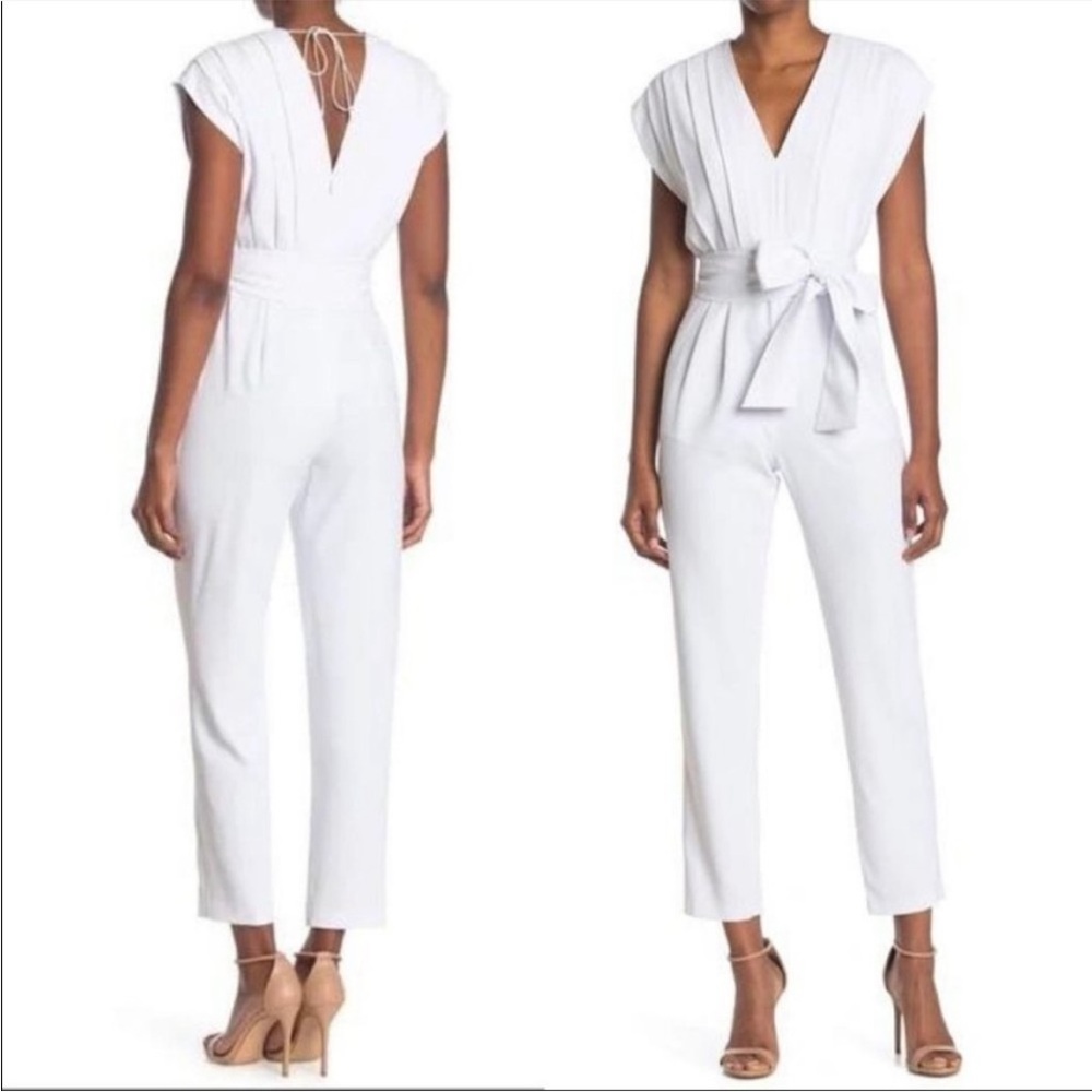 Alice + Olivia White Pleated Jumpsuit